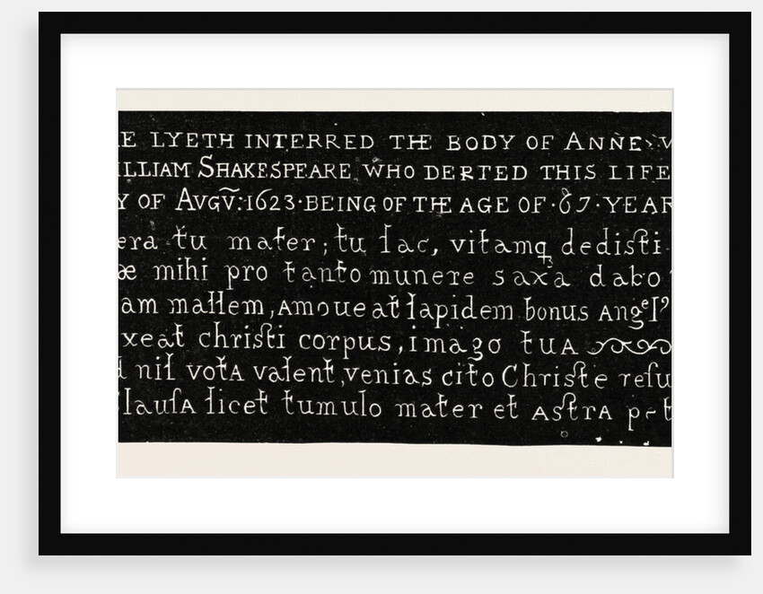 Inscription on the Gravestone of Shakespeare's Wife, Holy Trinity Church, Stratford-on-Avon by Anonymous