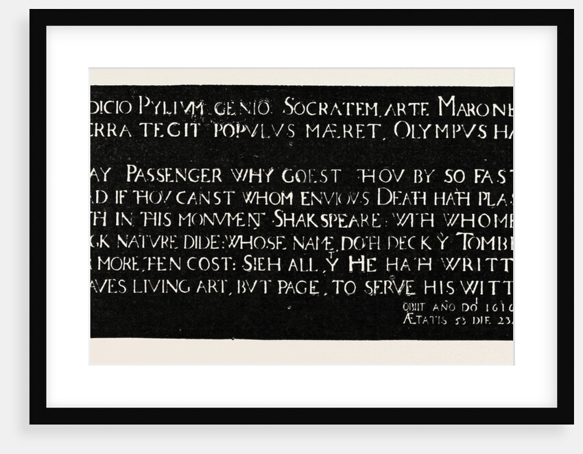 Inscription on the Memorial Tablet to Shakespeare, Holy Trinity Church, Stratford-on-Avon by Anonymous