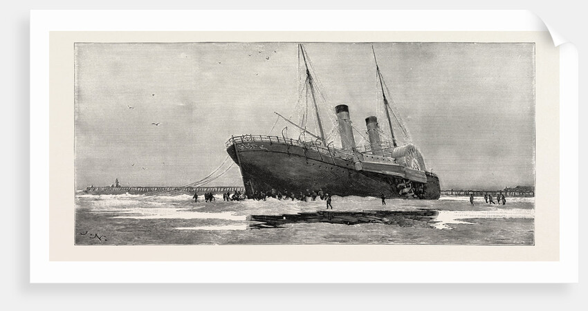 The Channel Steamer Invicta Stranded Outside Calais Harbour France by Anonymous