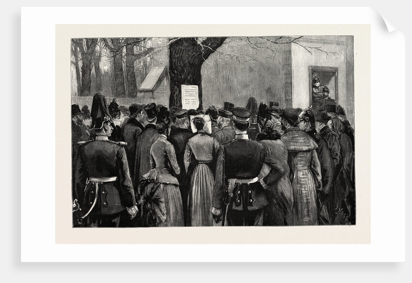 The Illness of the German Emperor, Outside the Guard House Charlottenburg Germany by Anonymous