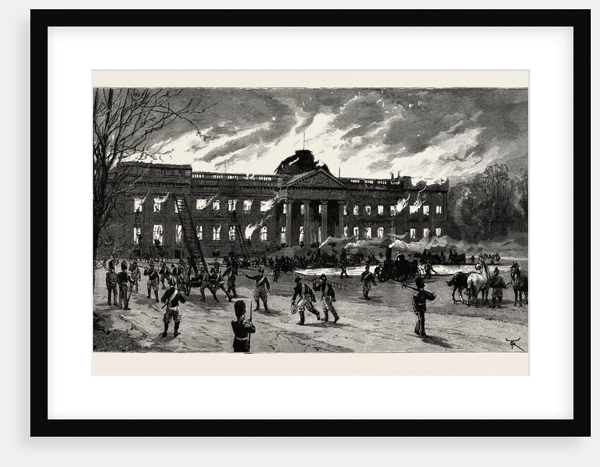 The Burning of Laeken Castle, Brussels, the Residence of King Leopold, Belgium by Anonymous