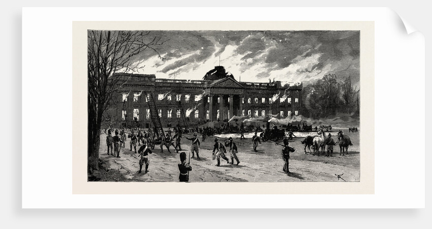 The Burning of Laeken Castle, Brussels, the Residence of King Leopold, Belgium by Anonymous
