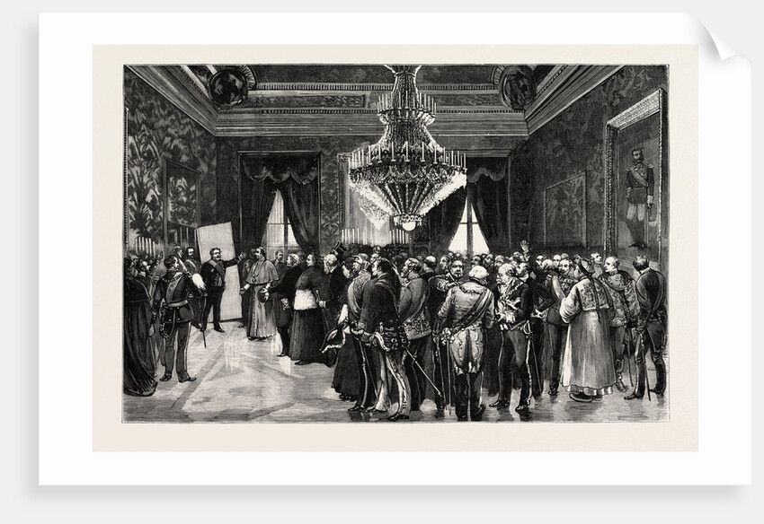 His Excellency the President of the Ministerial Council Announcing the Birth of the Young King of Spain at the Royal Palace by Anonymous