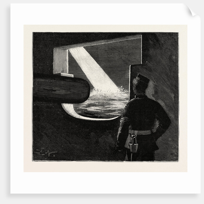 Night Quarters on Board a Man of War, the Target from a Maindeck Port by Anonymous
