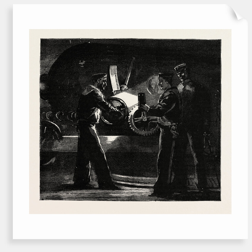 Night Quarters on Board a Man of War, Laying a Gun by Anonymous