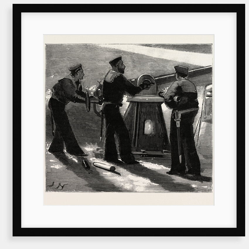 Night Quarters on Board a Man of War, Working the Quick Firing Gun by Anonymous