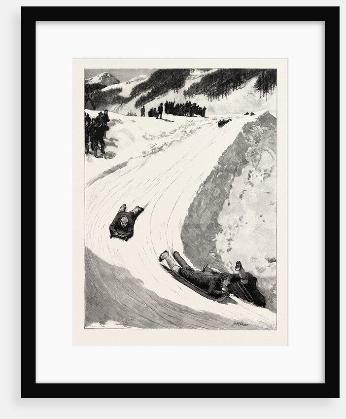 Tobogganing at St. Moritz, Engadine, Switzerland, Sled, Bobsleigh by Anonymous