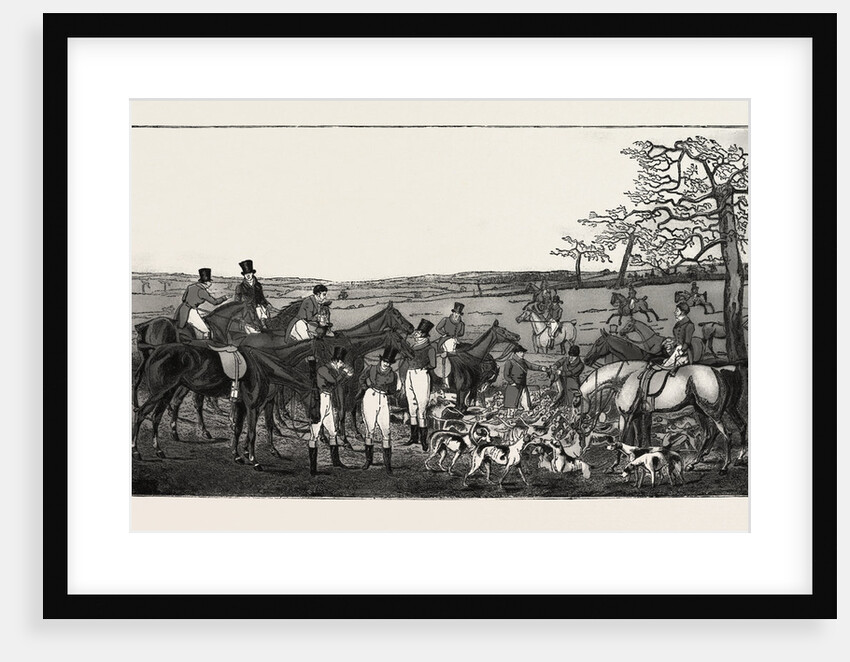 Hunting in Leicestershire, 1827, Hunt, Horse, Horses by Anonymous