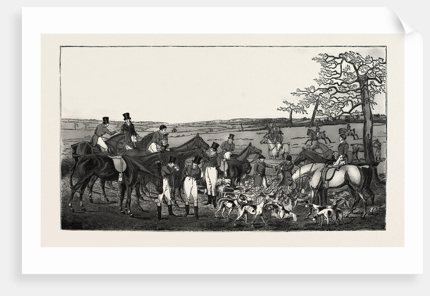 Hunting in Leicestershire, 1827, Hunt, Horse, Horses by Anonymous