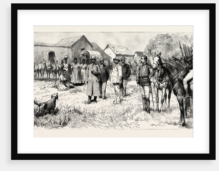 Dinizulu, Undabuko, and Chingwao, the Exiled Zulu Chiefs, Leaving the Gaol at Eshowe, Zululand, En Route by Anonymous
