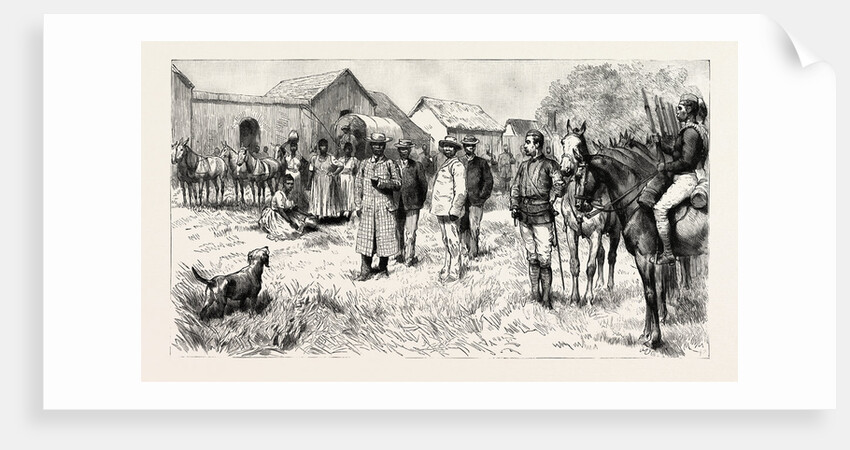 Dinizulu, Undabuko, and Chingwao, the Exiled Zulu Chiefs, Leaving the Gaol at Eshowe, Zululand, En Route by Anonymous