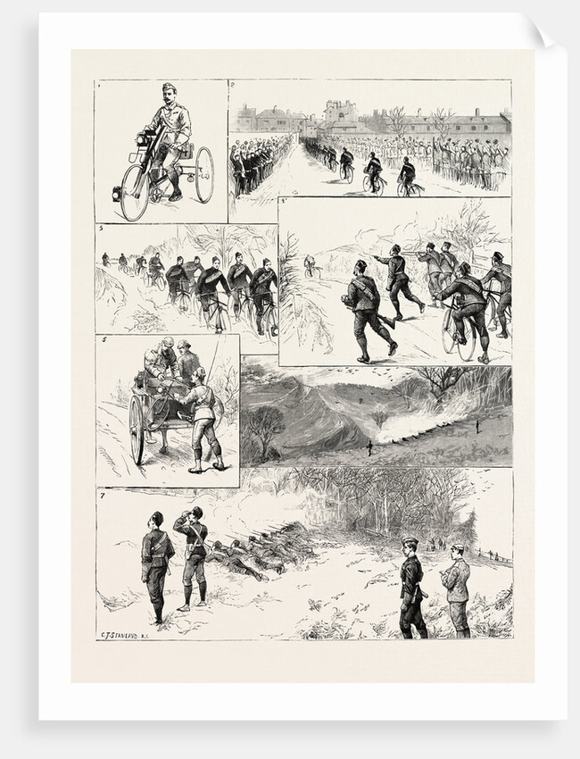 With the Royal Marine Cyclists from Walmer to the Battle of Tolsford Hill, from Sketches by Our Special Artist with the Folkestone Division by Anonymous