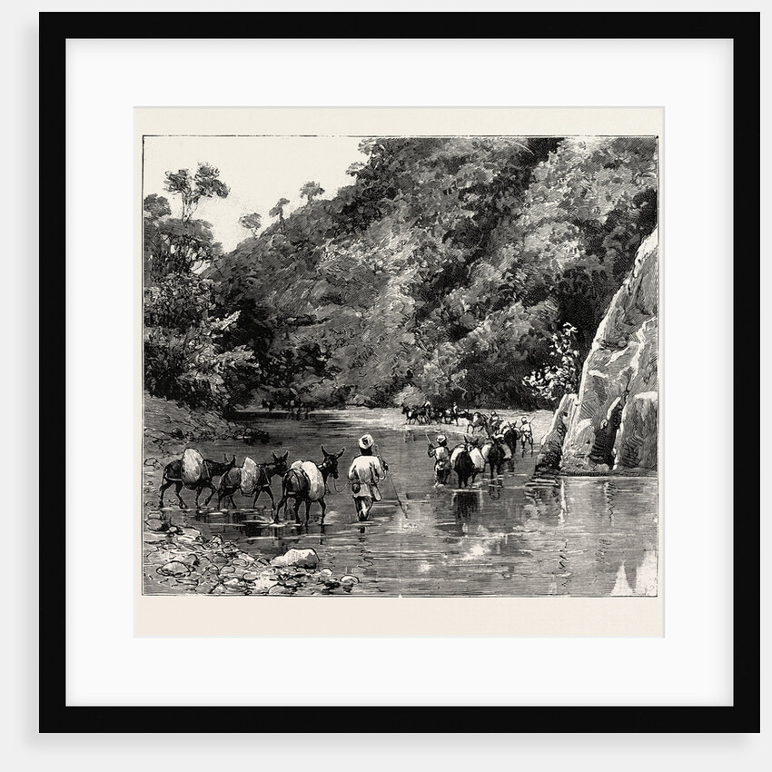 The Chin Lushai Expeditionary Force, a Mule Convoy Crossing the Loung Gut Choung Stream by Anonymous