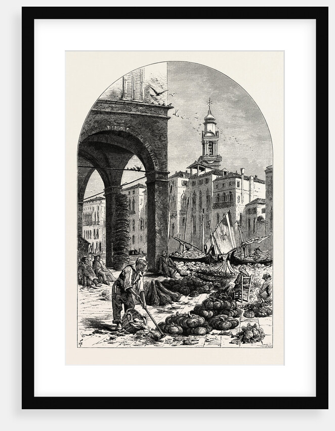 Vegetable Market on the Grand Canal, Near the Rialto, Venice, Italy by Anonymous