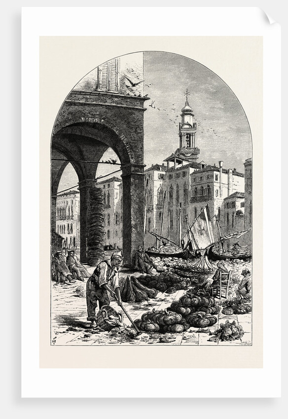 Vegetable Market on the Grand Canal, Near the Rialto, Venice, Italy by Anonymous