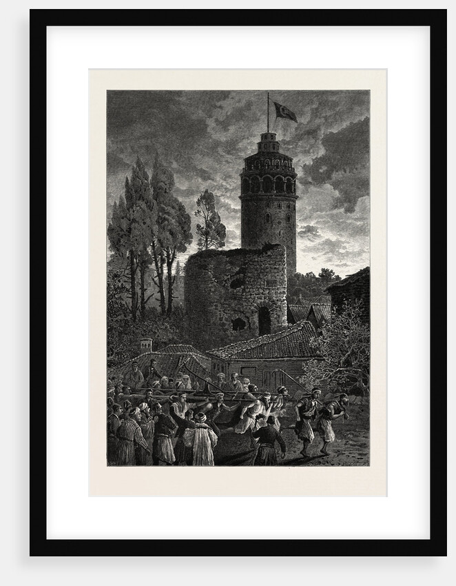 The Tower of Galata, a Fire, Constantinople, Istanbul, Turkey by Anonymous