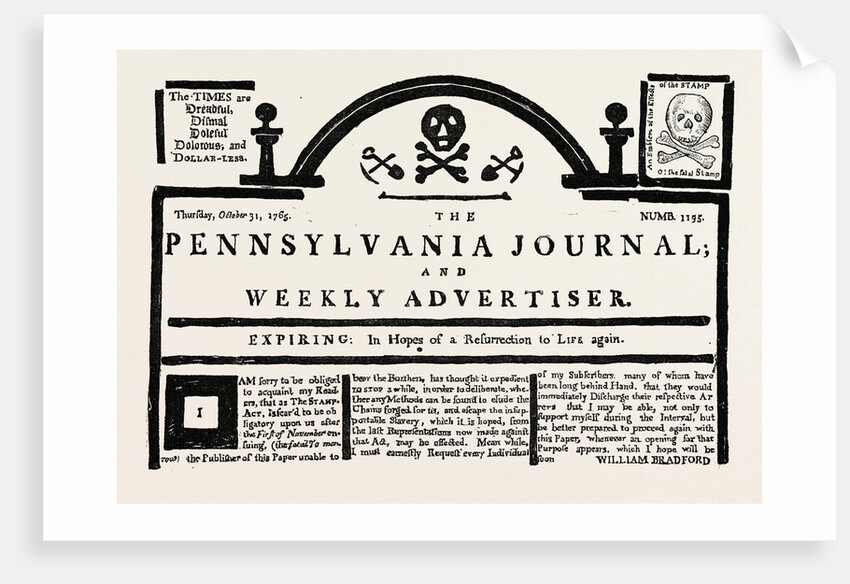 Facsimile of the Pennsylvania Journal on the Stamp Act. American Historical and Literary Curiosities by Anonymous