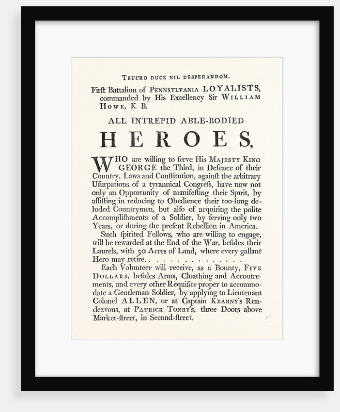 Facsimile of a Proclamation by Sir William Howe by Anonymous