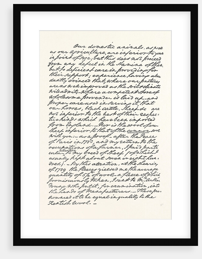 Facsimile of a Portion of a Letter from Washington, Addressed to Sir J. Sinclair, Bart. by Anonymous