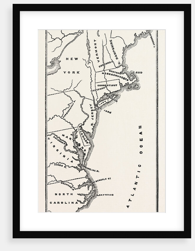 Map to Show Position of the Early Settlements in North America by Anonymous