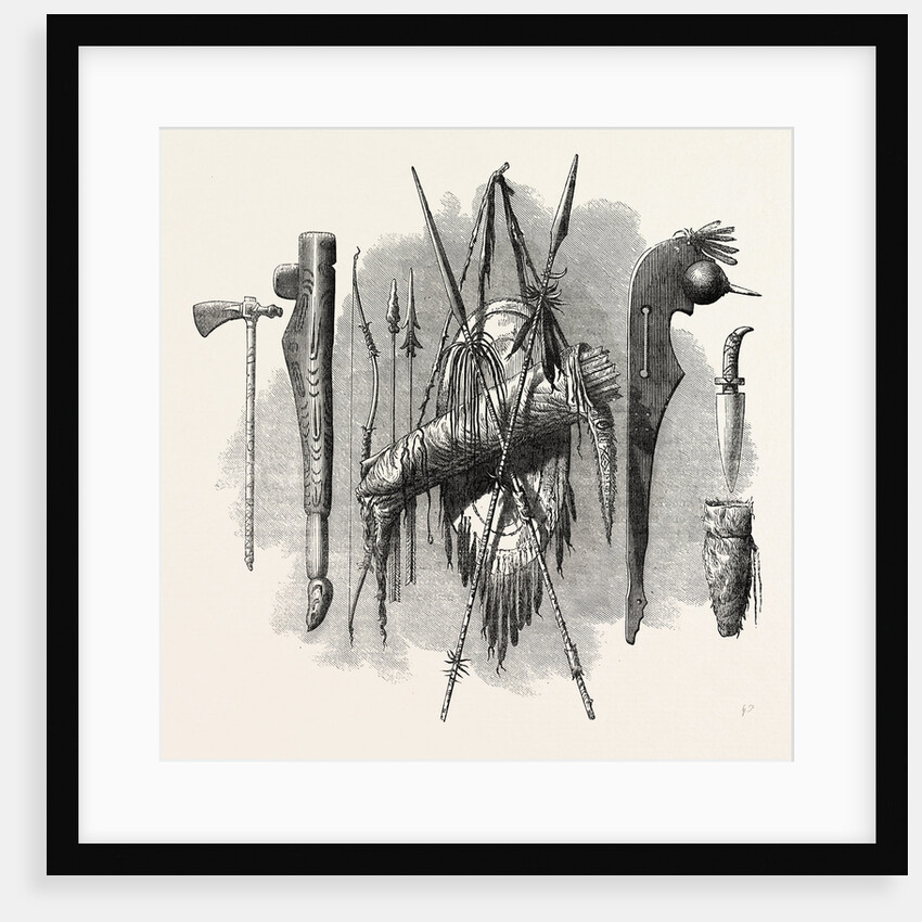 Indian Weapons; Spear, Axe, Bow and Arrow by Anonymous