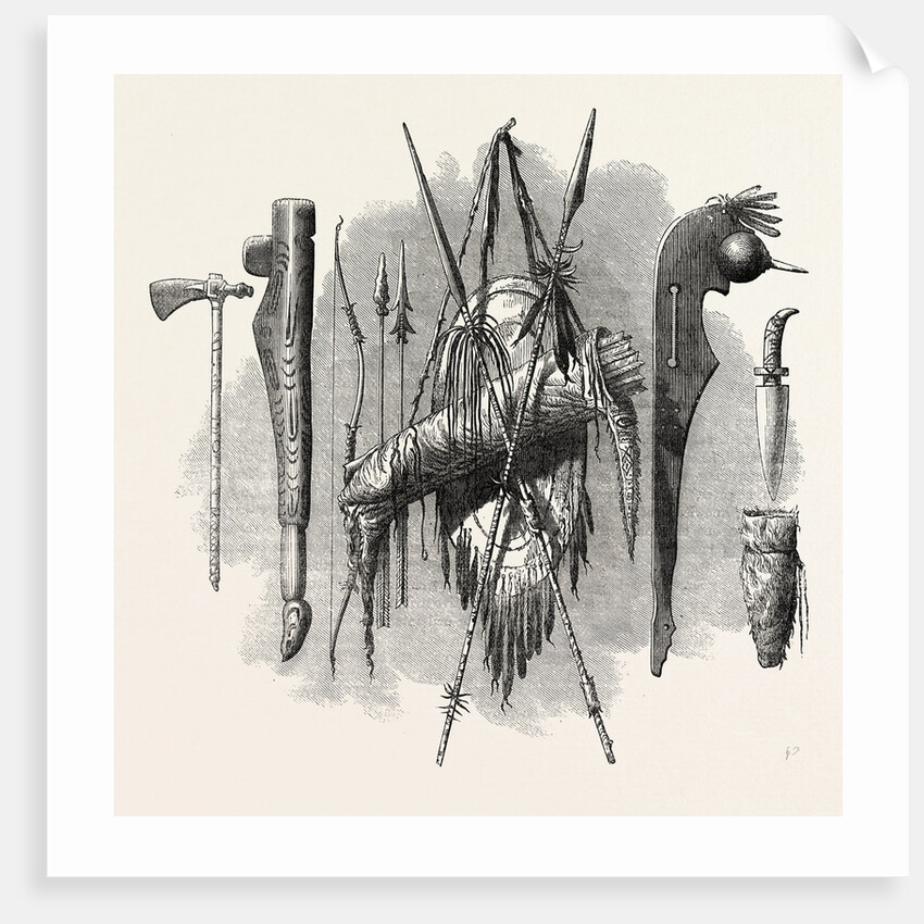 Indian Weapons; Spear, Axe, Bow and Arrow by Anonymous