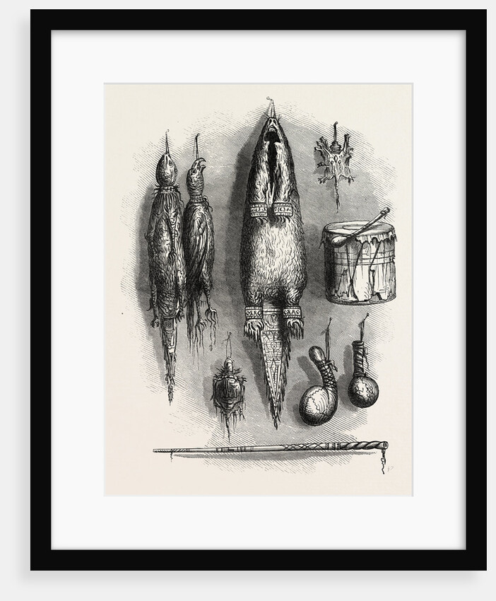 Indian Medicine Bag, Mystery Whistle, Rattles, and Drum by Anonymous