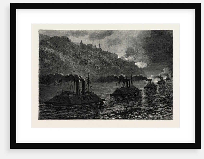 Gunboats Passing Vicksburg, American Civil War by Anonymous