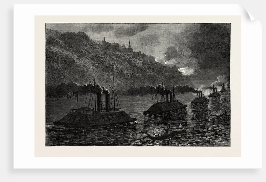 Gunboats Passing Vicksburg, American Civil War by Anonymous