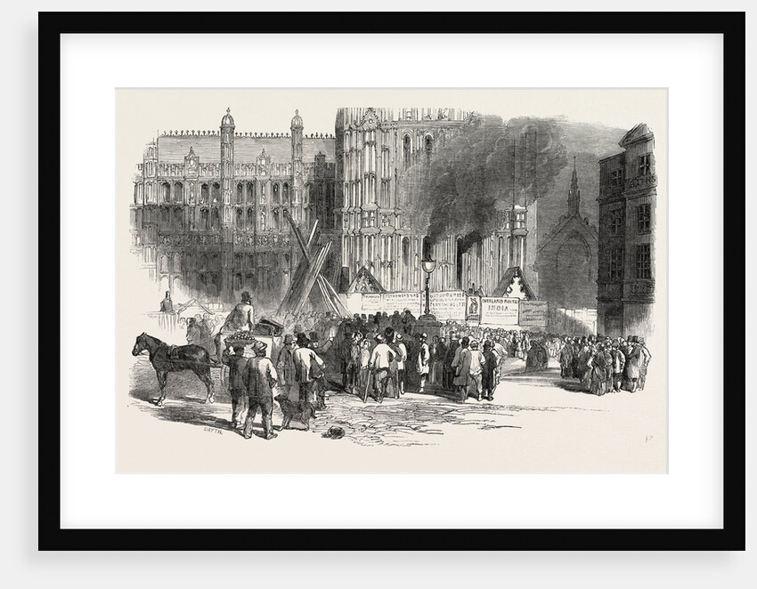 Fire in the Clock Tower of the New Houses of Parliament, London by Anonymous