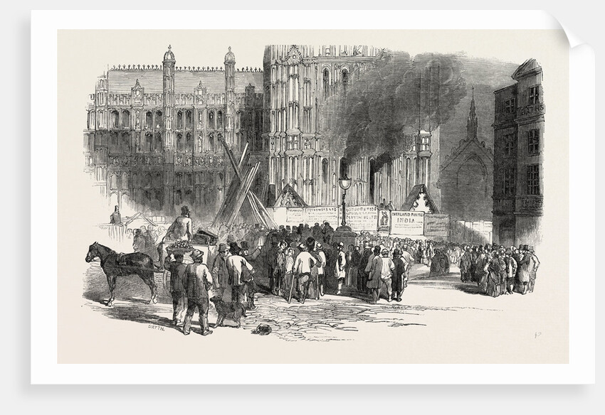 Fire in the Clock Tower of the New Houses of Parliament, London by Anonymous