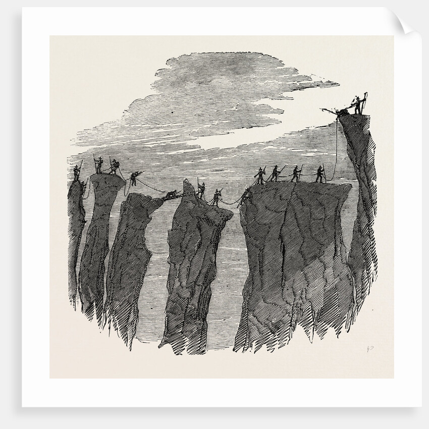 Climbing the Mont Blanc: The Party Crossing the Glacier Des Bossons, Alps, French Alps, France by Anonymous