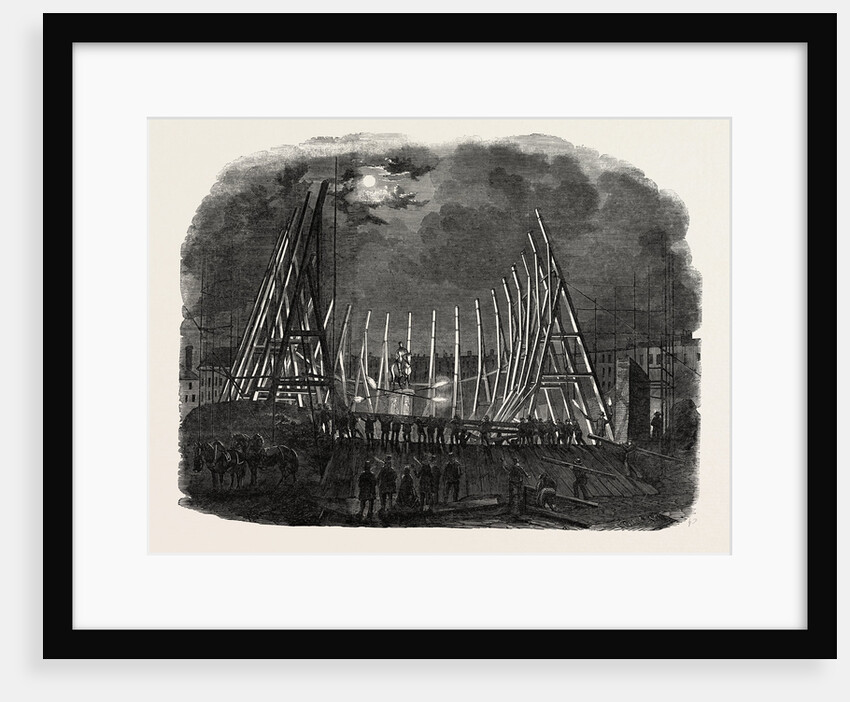 Raising the Trusses of the Building in Leicester Square by Anonymous