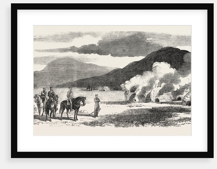 The Kaffir War: Part of Colonel Mackinnon's Patrol of the Cape Corps Burning the Kraals of a Rebel Kaffir Chief, South Africa by Anonymous