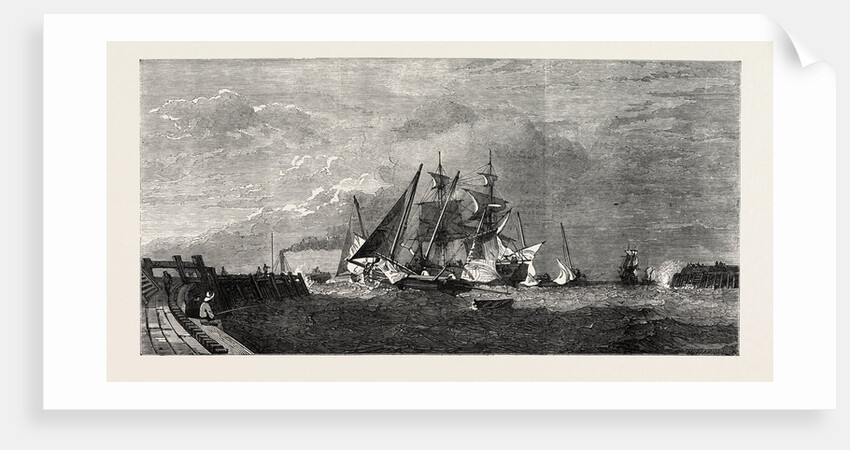 Exhibition of the Society of Painters in Water Colours, Vessels Leaving the Harbour of Great Yarmouth by Anonymous