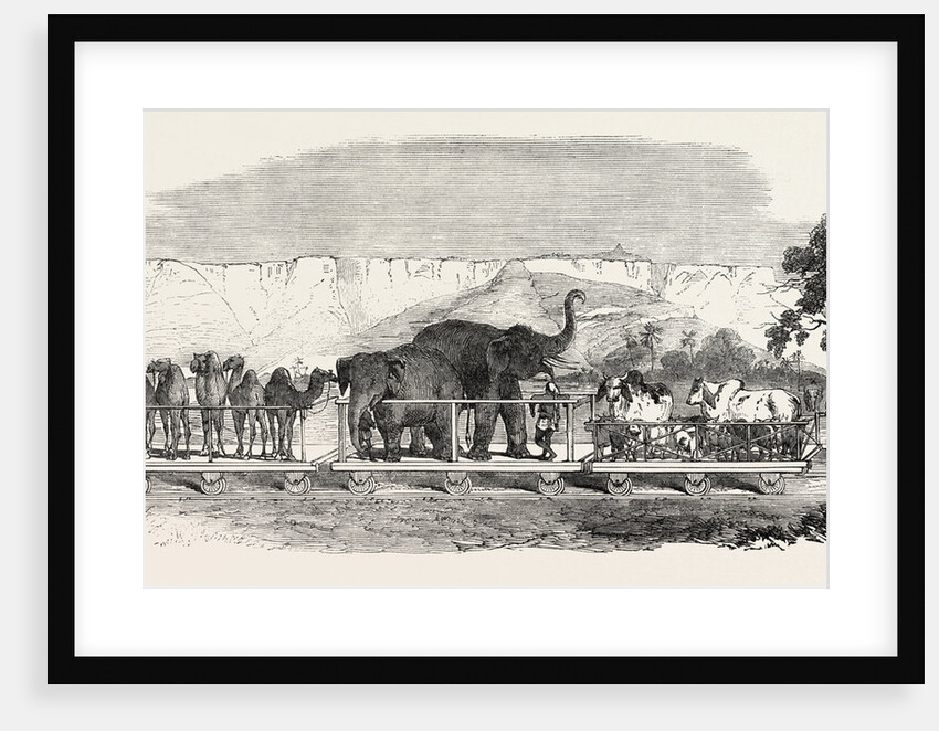 Railway from Calcutta to Delhi: Baggage Train Passing the Fortress of Rhotas, India by Anonymous