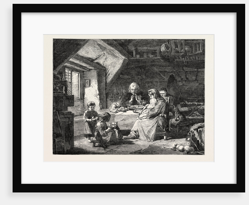 Exhibition of the British Institution, the Grace; Saying a Prayer Before Dinner by Anonymous