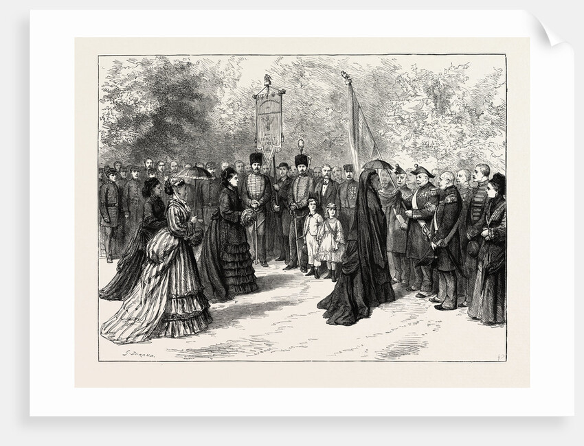 The Fete Napoleon at Chislehurst: Reception of the Visitors by the Ex-Empress Eugenie in the Garden of Camden Place by Anonymous