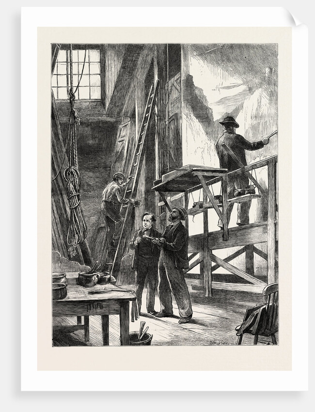 A Scene Painter's Studio: Preparing for Christmas, Sketched at the Haymarket Theatre, London by Anonymous