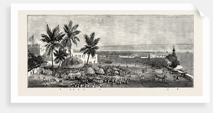 The Ashantee War, Reading the Queen's Letter at the Palaver of Kings at Accra, Ghana: General View of the Meeting by Anonymous