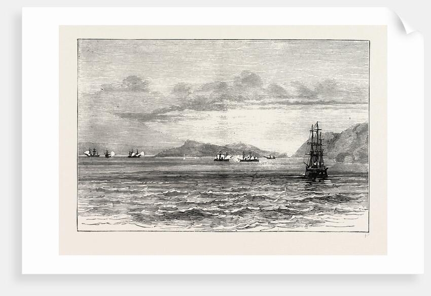 The Tetuan and the Vitoria Exchanging Broadsides, Sketched from H.M.S. Research by Anonymous