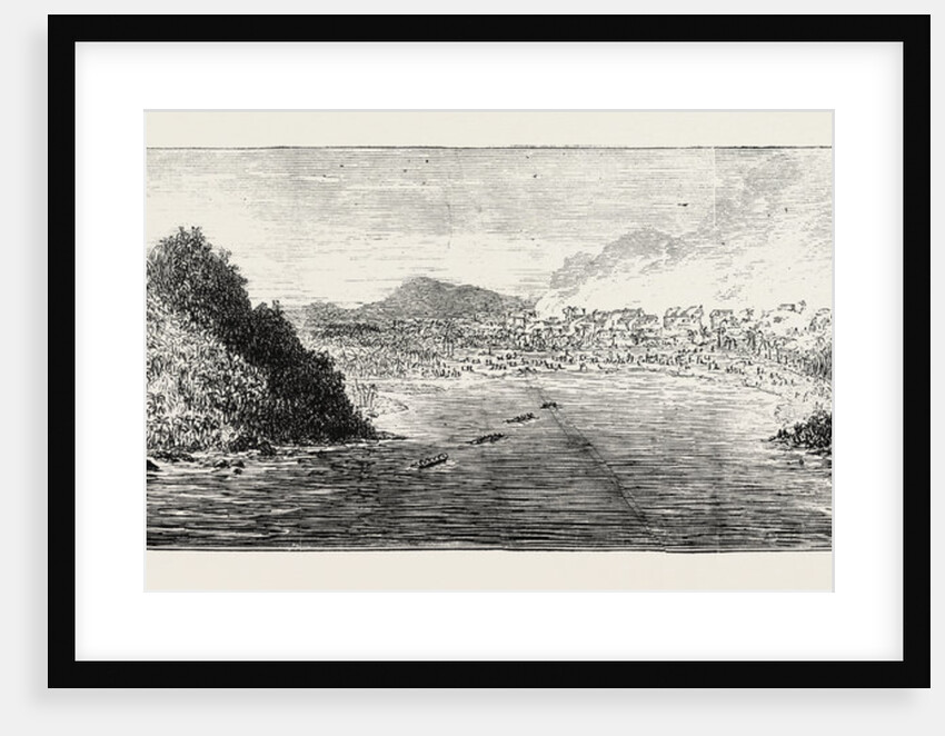 The Ashantee War: View of Aquidah, Shelled by H.M.S. Druid, August 28, 1873, Anglo Ashanti War, Ghana by Anonymous