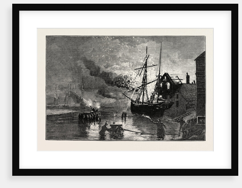 The Truro Volunteer Fire Brigade at a Fire on the Quay Side by Anonymous