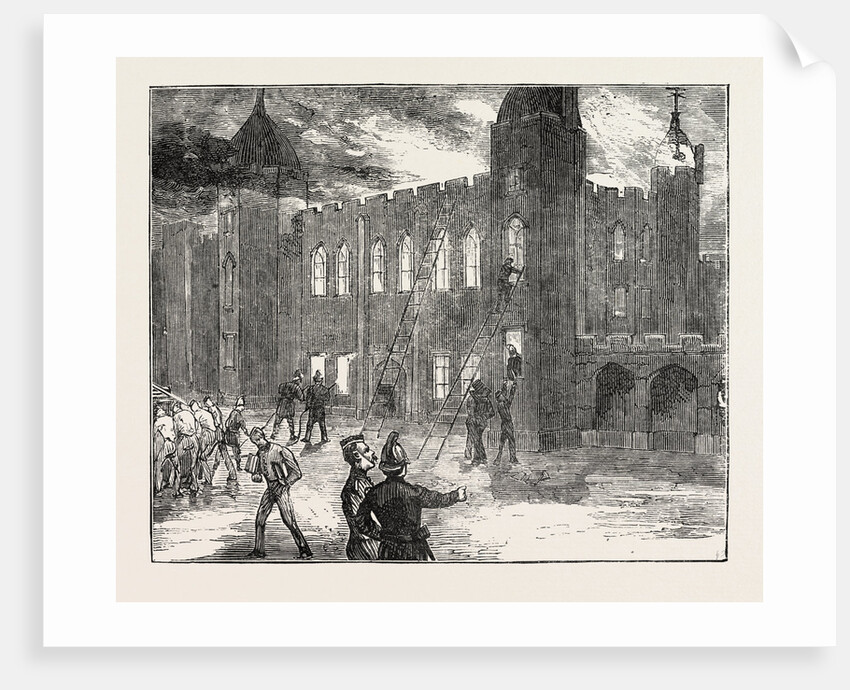 The Fire at the Royal Military Academy at Woolwich, UK: View from the Courtyard, 7 A.M. by Anonymous