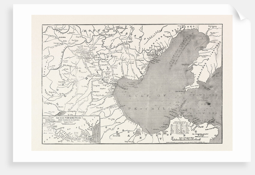 Map of North-East China, Showing the Gulf of Pechili, the Tien-Tsin (Peiho) River, and the Approaches to Pekin, Beijing by Anonymous