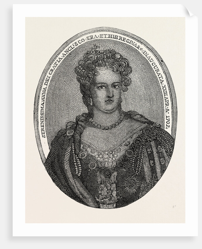 Portrait of Queen Anne Composed Entirely of Minute Writing by Anonymous