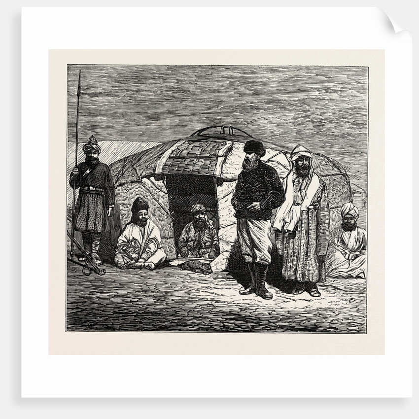 The Mission to Yarkund and Kashgar: Travellers' Smoking-Divan in a Kirghiz Tent by Anonymous