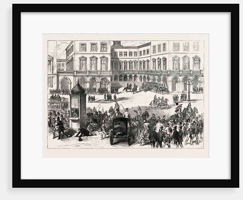 Paris Municipal Guard Dispersing the Crowd at the St. Lazare Railway Station by Anonymous