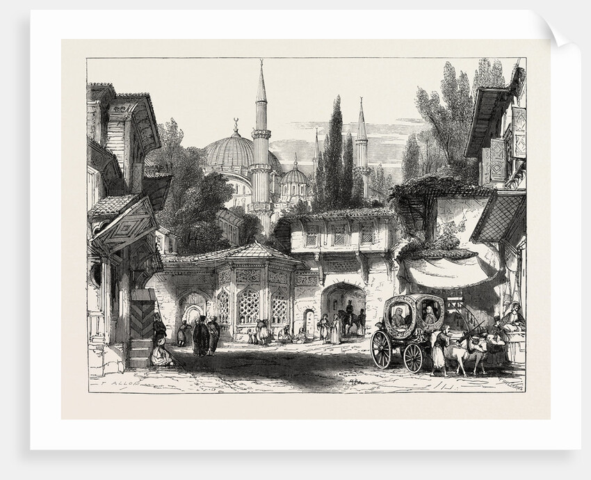 A Street in Constantinople, with the Fountain and Mosque of Sultan Achmet by Anonymous