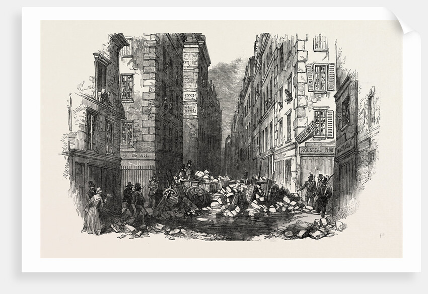 The Revolution in France: The First Barricade, Corner of the Rue Des Grandes Audriettes, Paris, 1851 by Anonymous